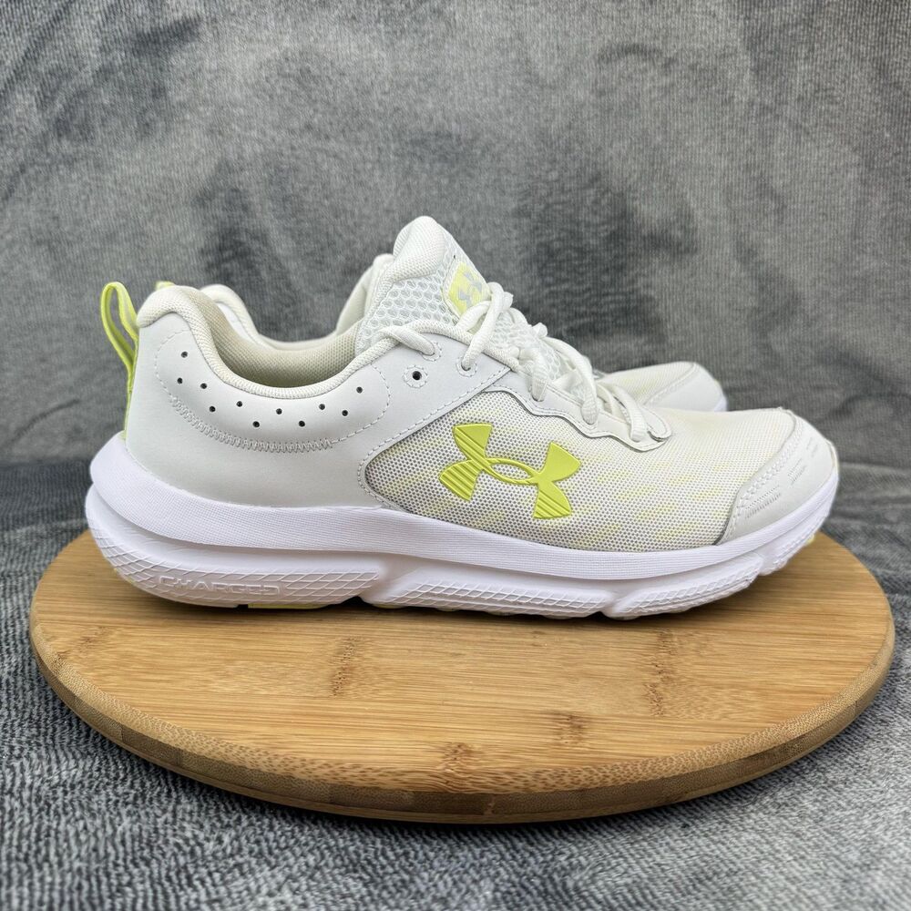 Under Armour Charged Running Shoes Womens Size 10.5 White Yellow Art 3026179-110